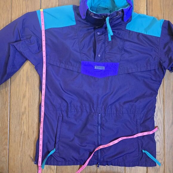 Vintage Columbia Men's M Purple Teal 1/4 Zip Hooded Pullover Windbreaker - Picture 16 of 16